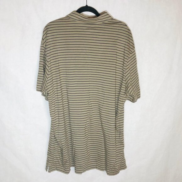 Roundtree & Yorke shirt striped brown pocket collar short sleeve cotton 2XT READ - Picture 9 of 12